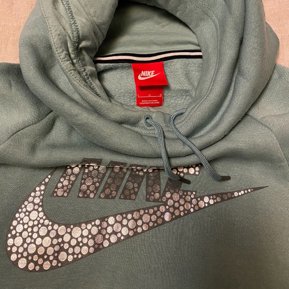 Nike SilverMetalFoil Funnel Neck Hoodie Sweatshirt